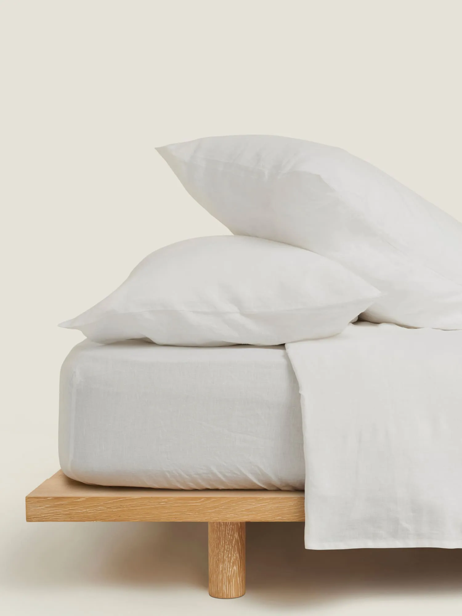 100% Linen Sheet Set in White