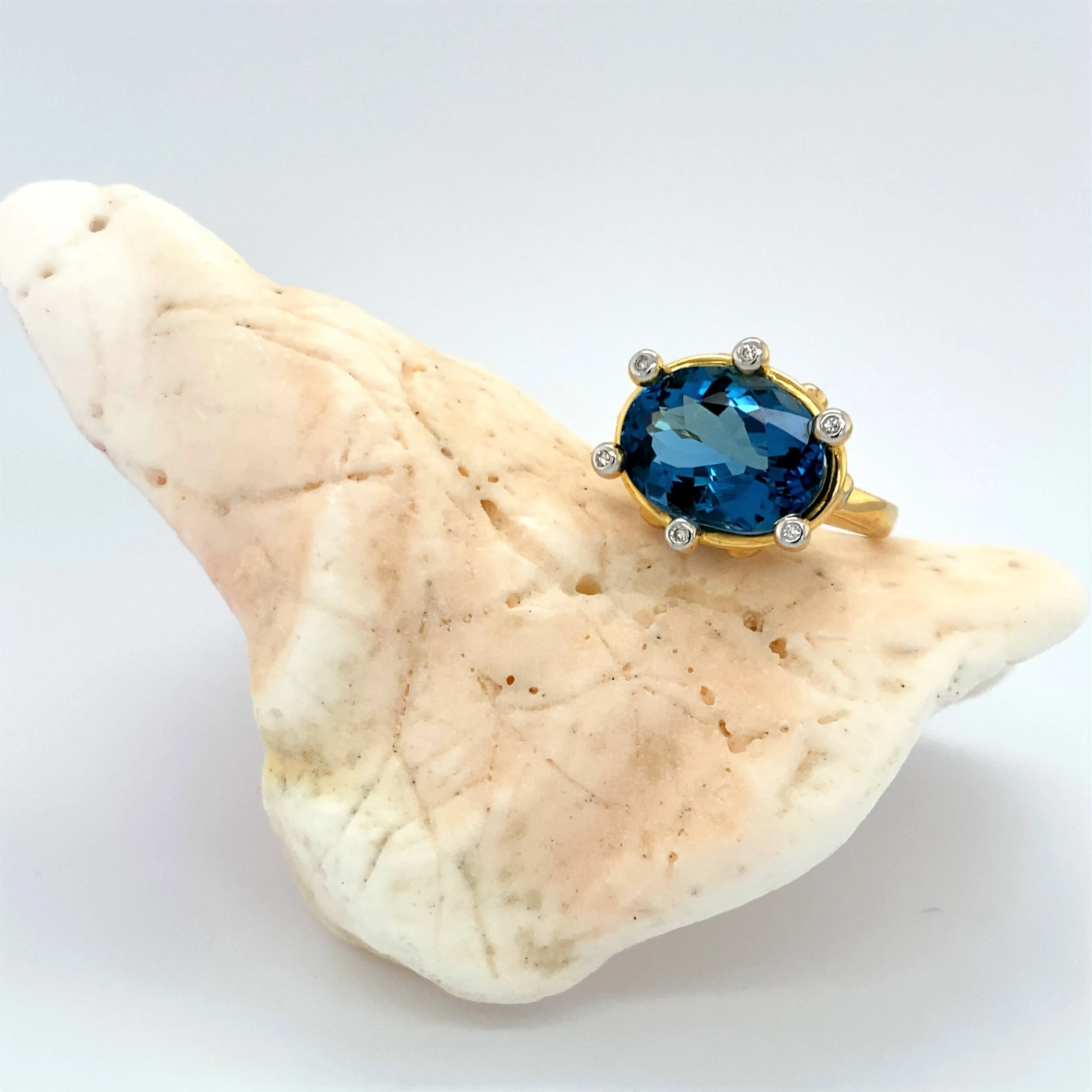 14K London Blue Topaz and Diamond Ring