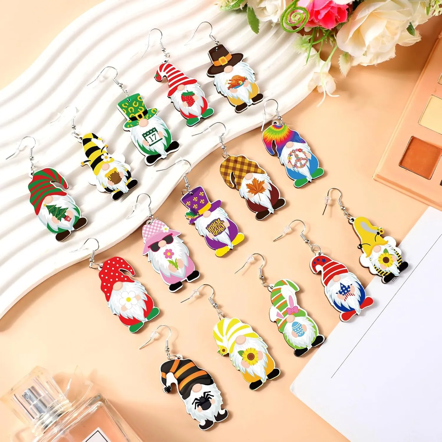 30 Pairs Valentine's Day Gnome Earrings for Women Gnome Jewelry Gift Holiday Drop and Dangle Earrings for Women Valentines Day Gift