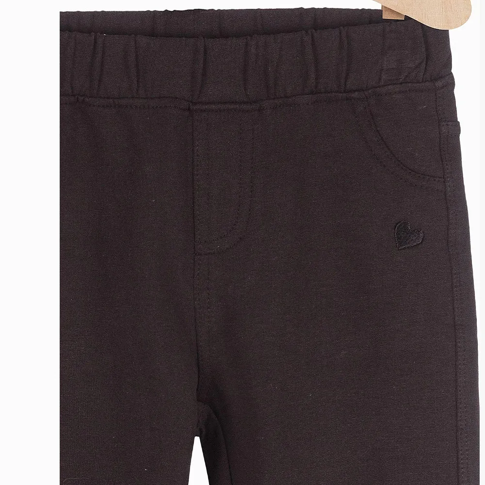 5.10.15 Embroided Heart Black Terry Legging 11427