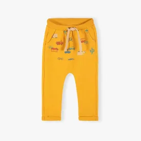 5.10.15 Kangaro Car Print Pockets Mango Yellow Terry Trouser 12739