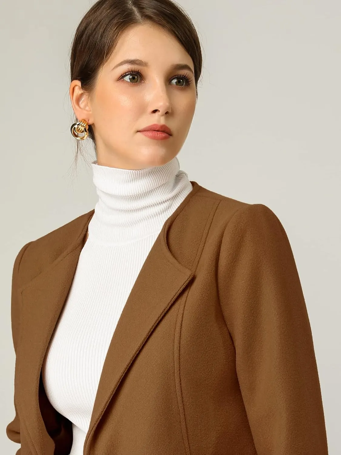 Allegra K Women's Winter Overcoat Lapel Collar Single Breasted Outerwear Long Pea Coat