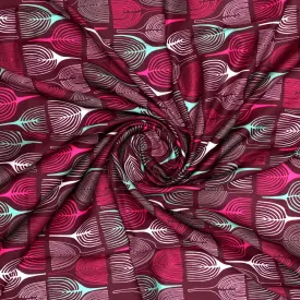 Bold Colourful Mahogany Leaf Digital Printed Fabric - Kora Silk