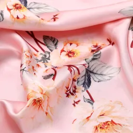 Camellia With Watusi Colour Digital Printed Fabric - Japan Satin
