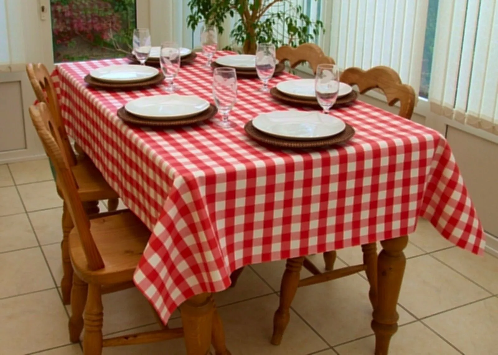 Checkered Tablecloths 60"× 108" Rectangular Gingham 100% polyester 4 COLORS