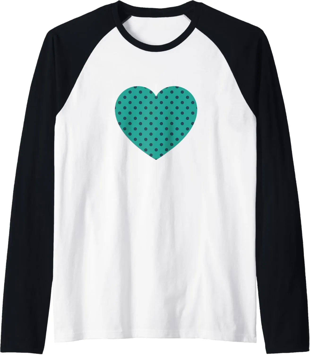 Cute Green Teal Polka Dot Pattern Minimalist Graphic Raglan Baseball Tee