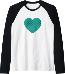 Cute Green Teal Polka Dot Pattern Minimalist Graphic Raglan Baseball Tee