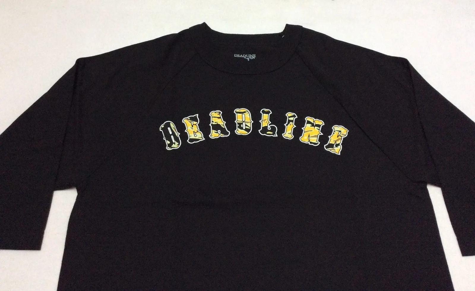 Deadline 87 Jersey Golden Tiger Camo Raglan 3/4 Sleeves Tee Black