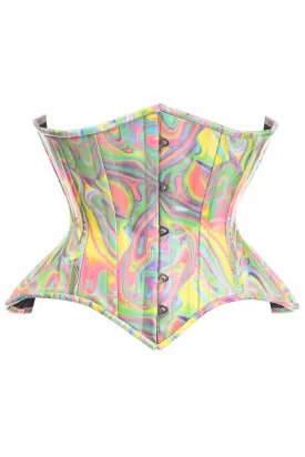 Deluxe Retro Swirl Steel Boned Curvy Cut Underbust Cincher Corset