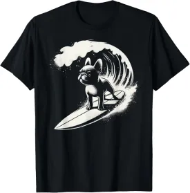 French Bulldog Surfing Ocean Wave T-Shirt