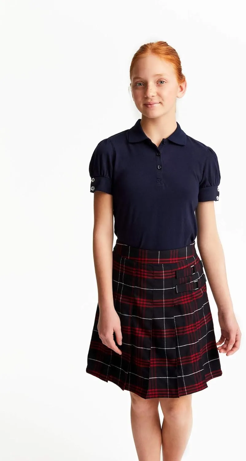 French Toast Girls Plus Size' Puff Sleeve Double Button Polo