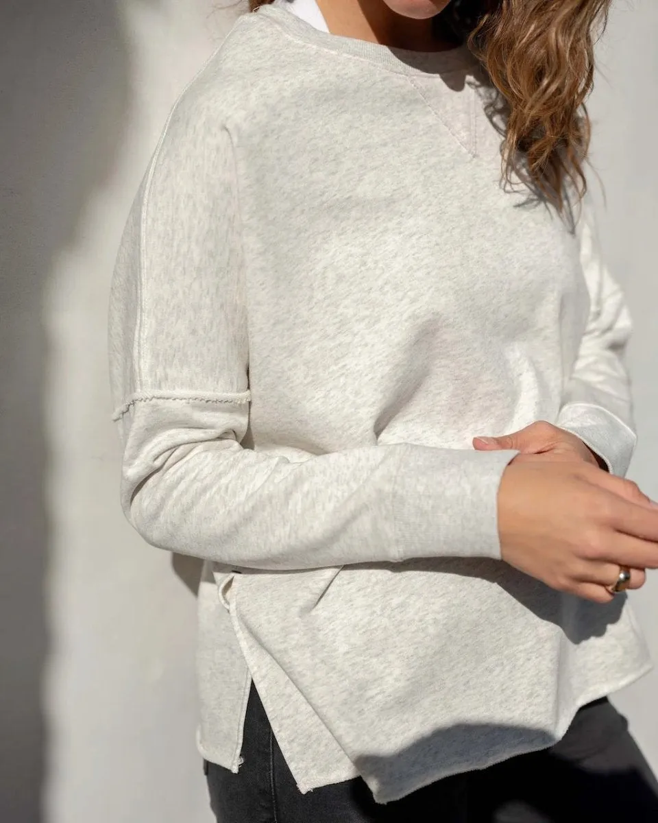 Frenchie Crewneck Sweatshirt in Ash Heather by Mersea
