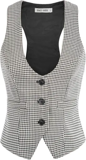 GRACE KARIN Womens Vest Top 2025 Trendy Academia Steampunk Waistcoat Racerback Vest BlazerRuns Small, Suggest Size Up
