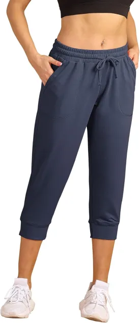 icyzone Women's French Terry Jogger Lounge Sweatpants - Active Capri Pants for Women