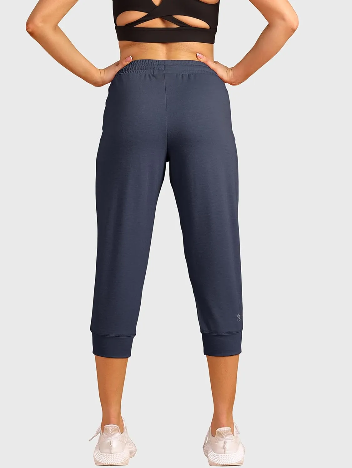 icyzone Women's French Terry Jogger Lounge Sweatpants - Active Capri Pants for Women