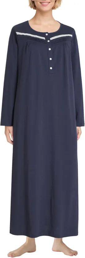 Latuza Women's Petite Nightgown Cotton Long Sleeve Gown