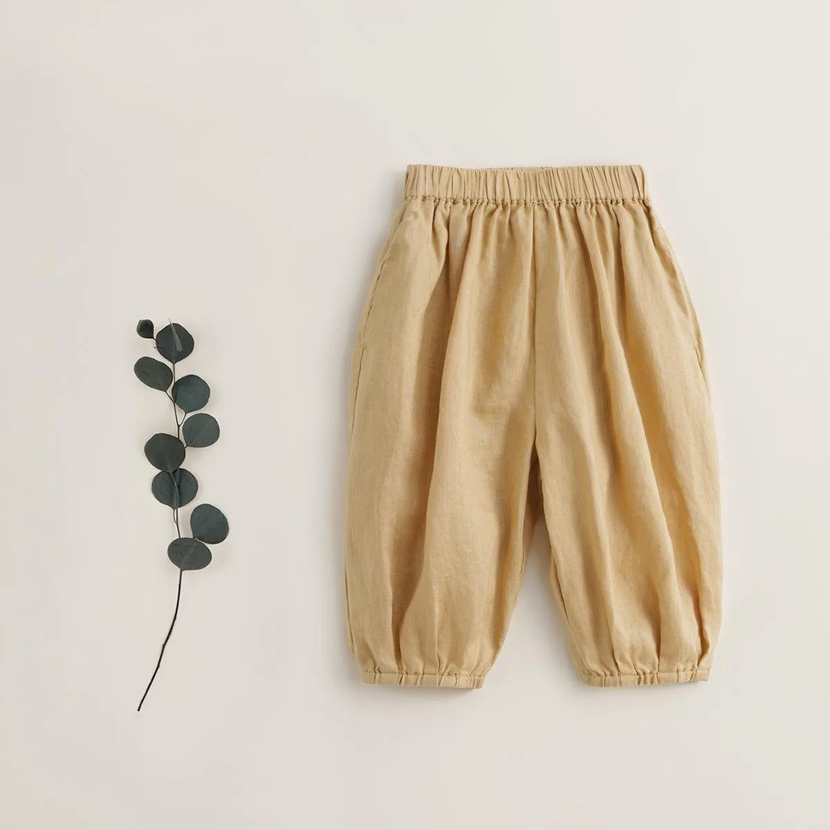 MARC & JANIE Girls 100% Natural Linen Lantern Pants 230891