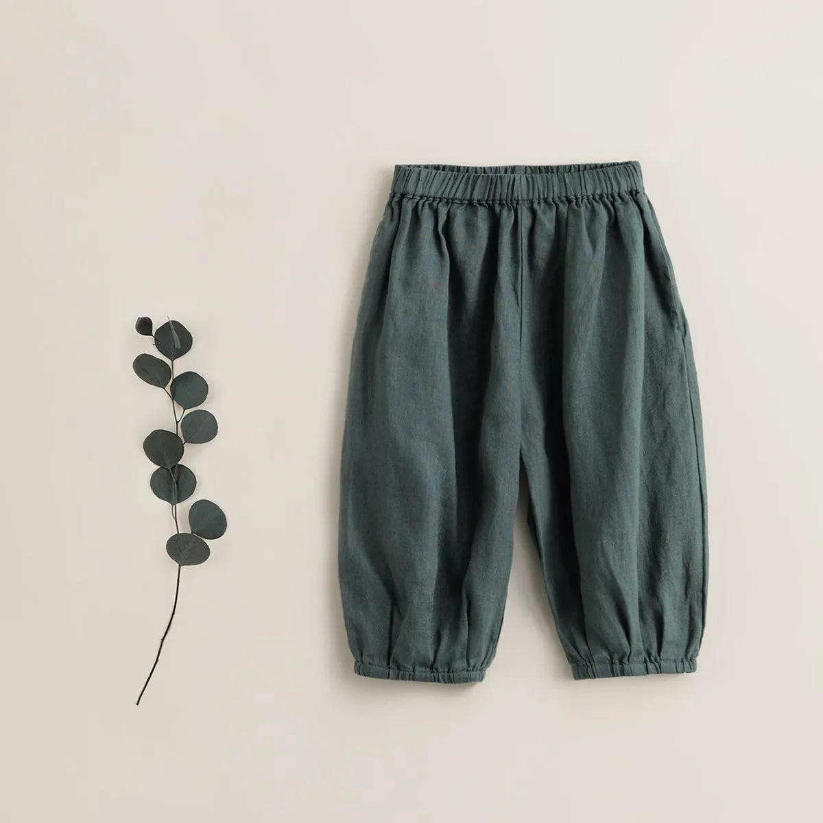 MARC & JANIE Girls 100% Natural Linen Lantern Pants 230891