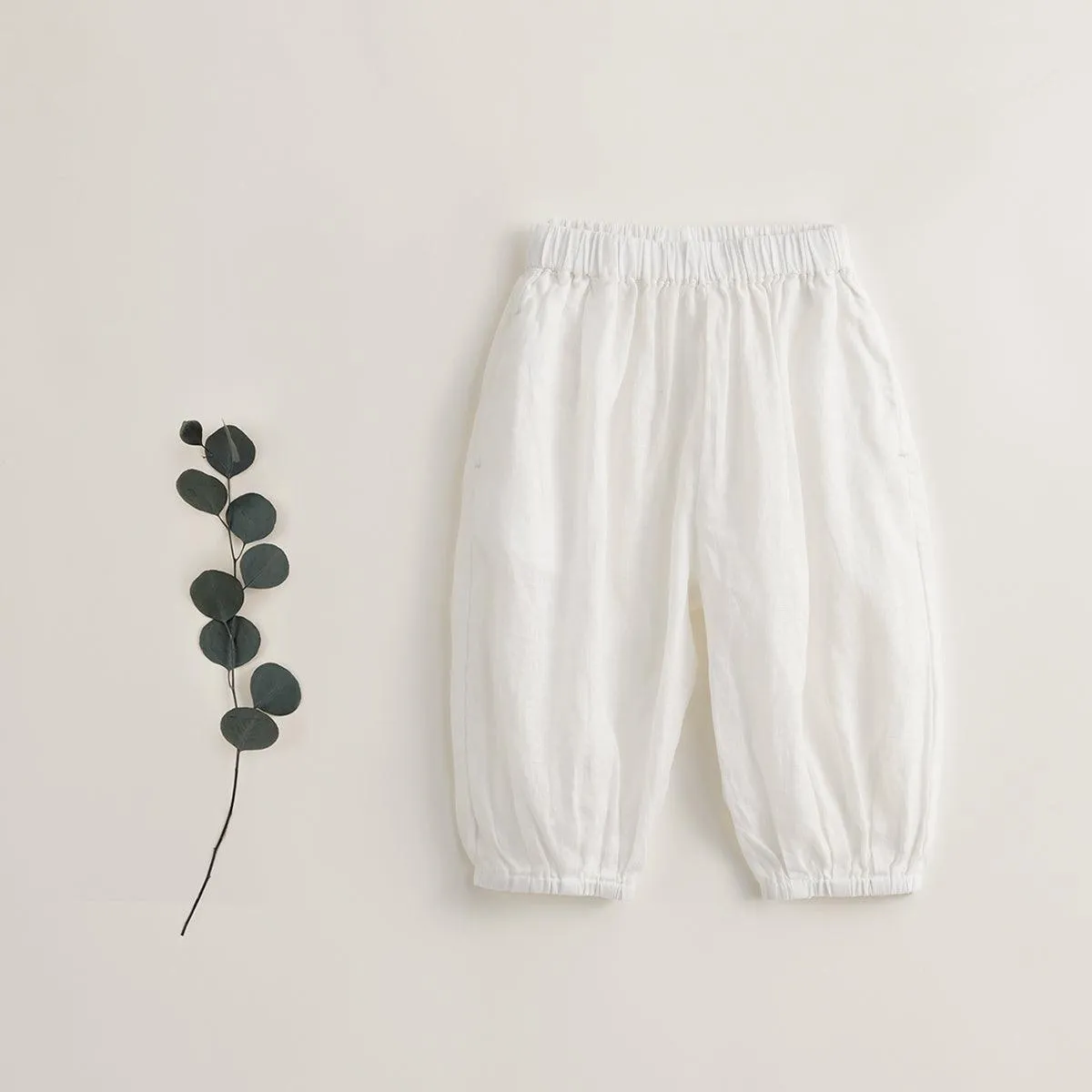 MARC & JANIE Girls 100% Natural Linen Lantern Pants 230891