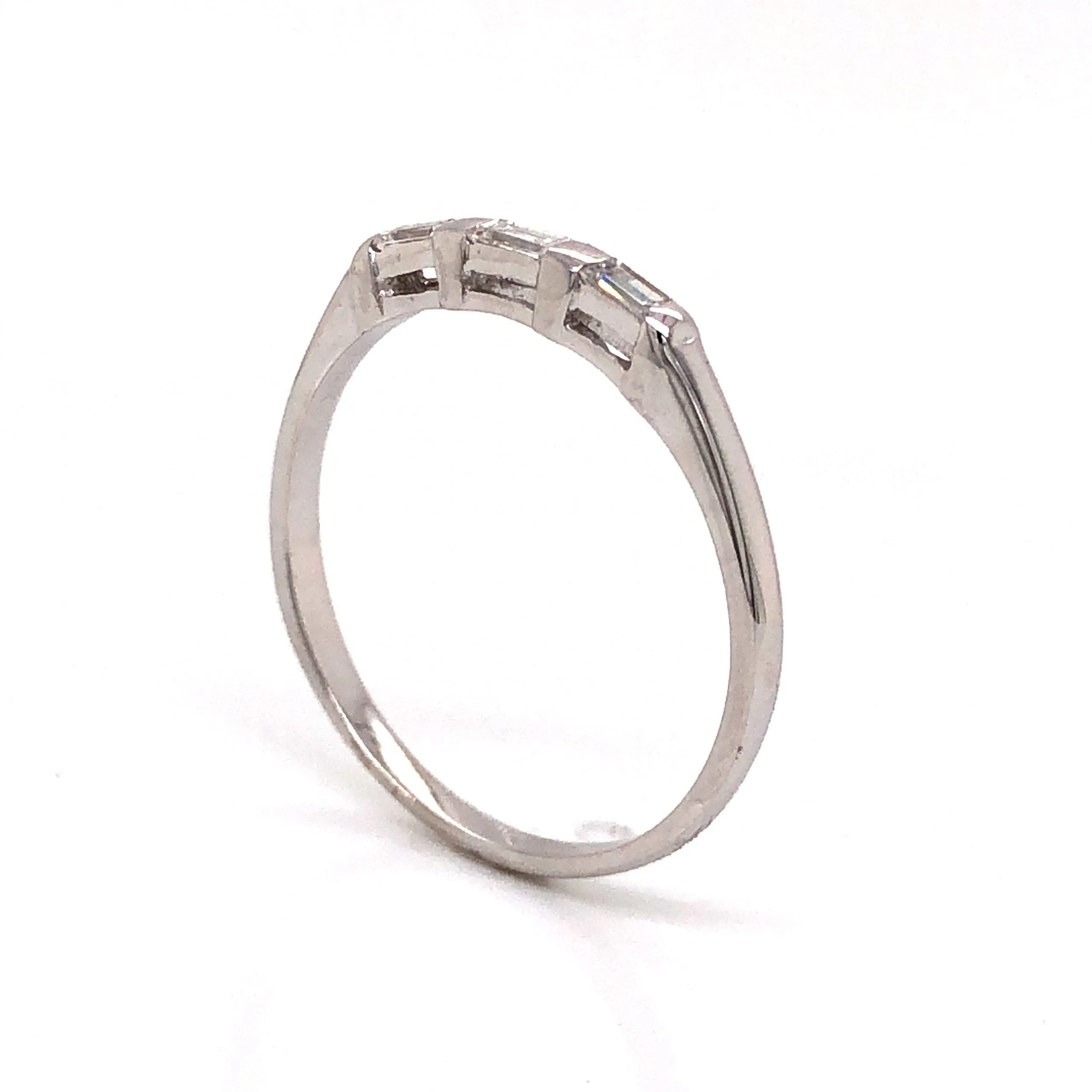 Modern .24 Baguette Cut Diamond Wedding Band in 14k White Gold