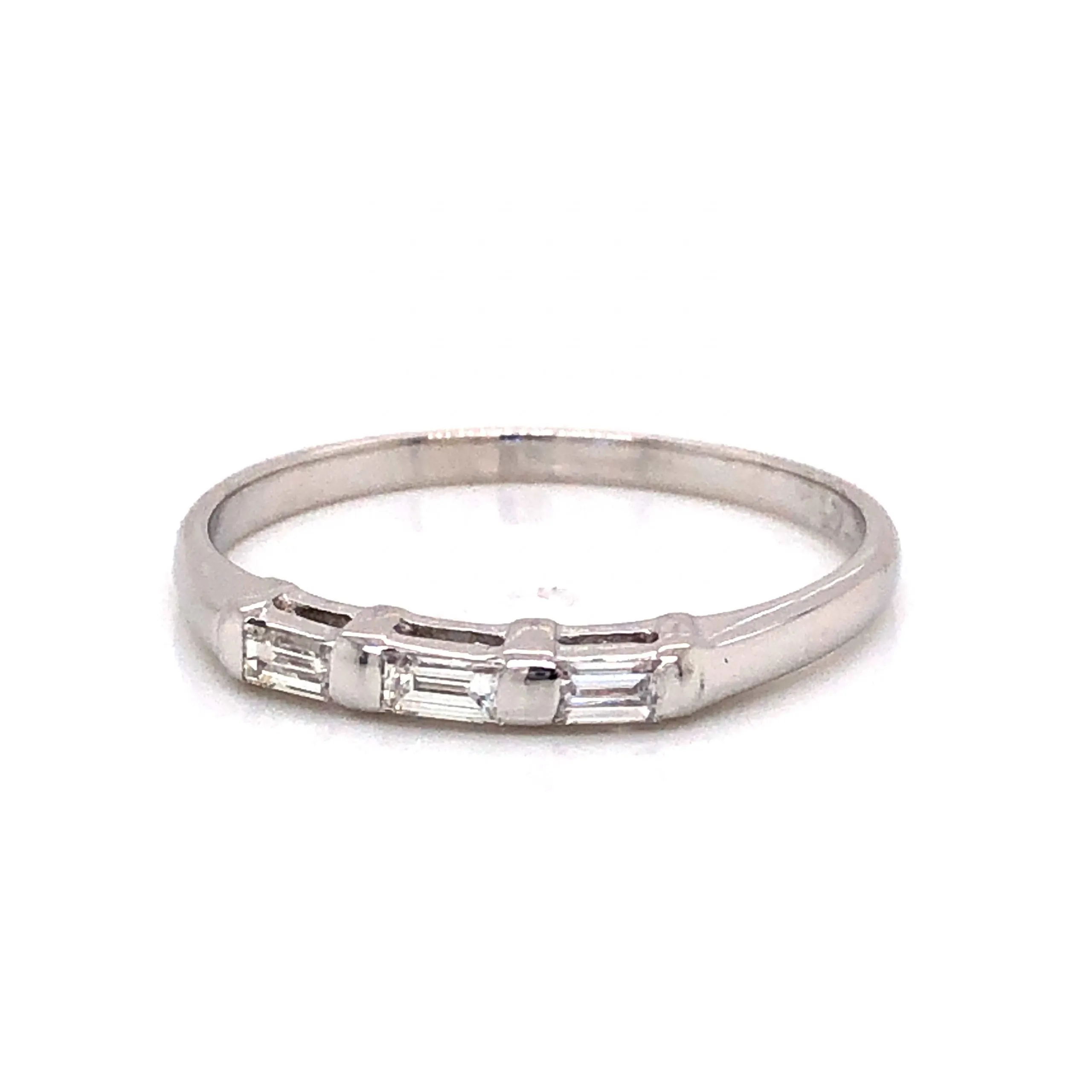 Modern .24 Baguette Cut Diamond Wedding Band in 14k White Gold