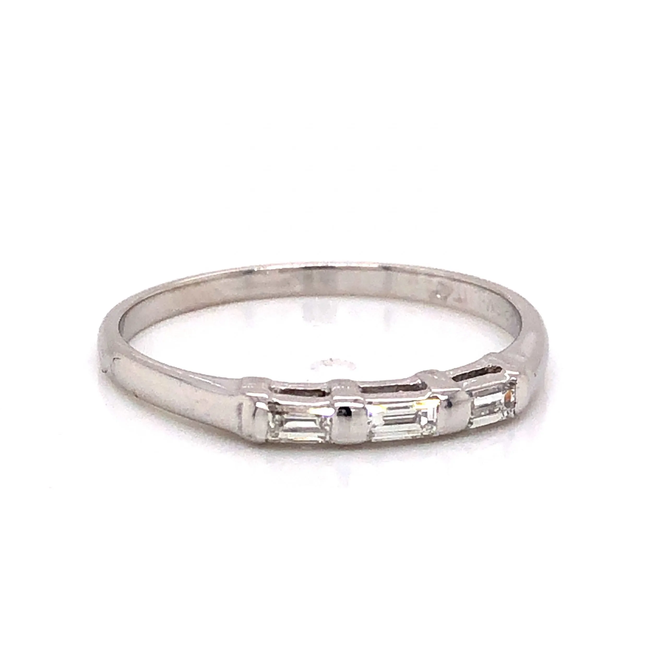 Modern .24 Baguette Cut Diamond Wedding Band in 14k White Gold