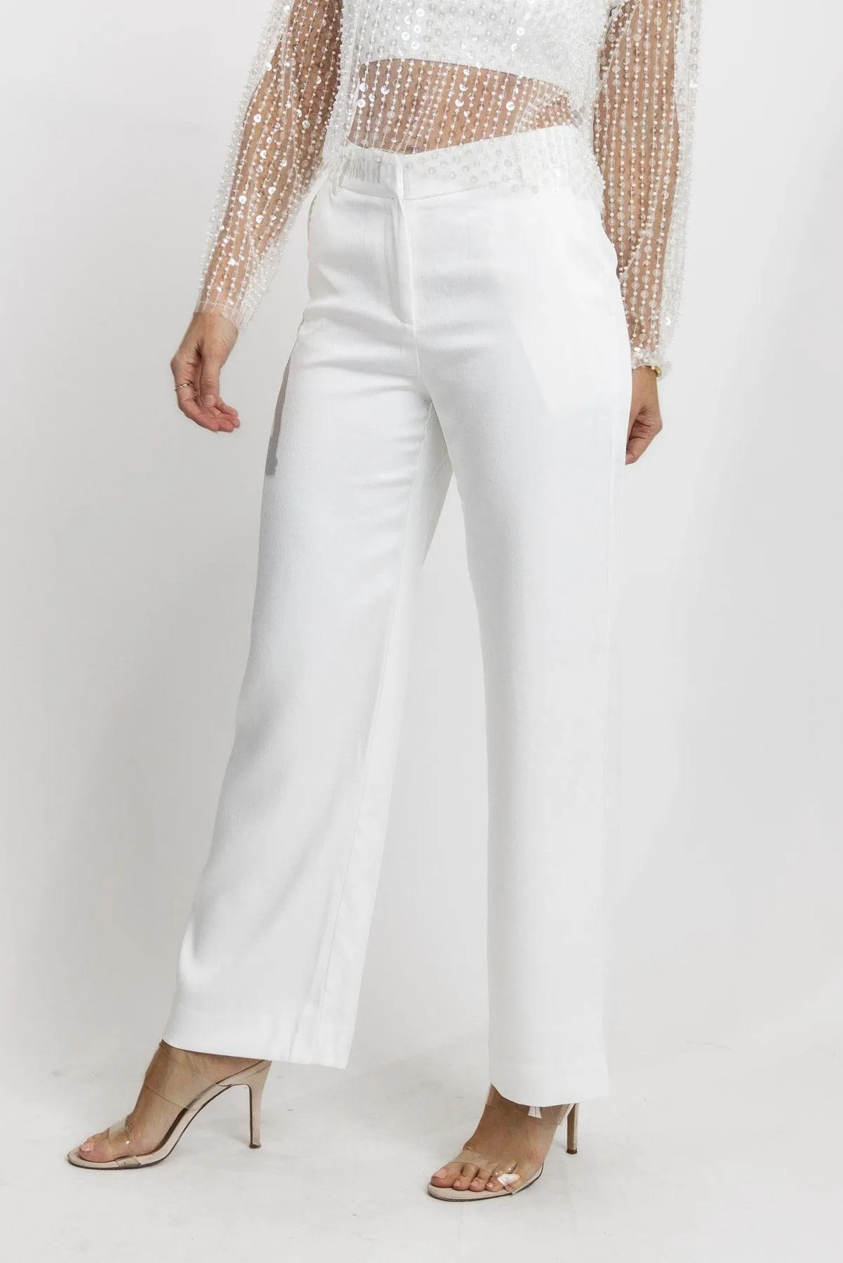 Party Prism White Satin Pants - Final Sale