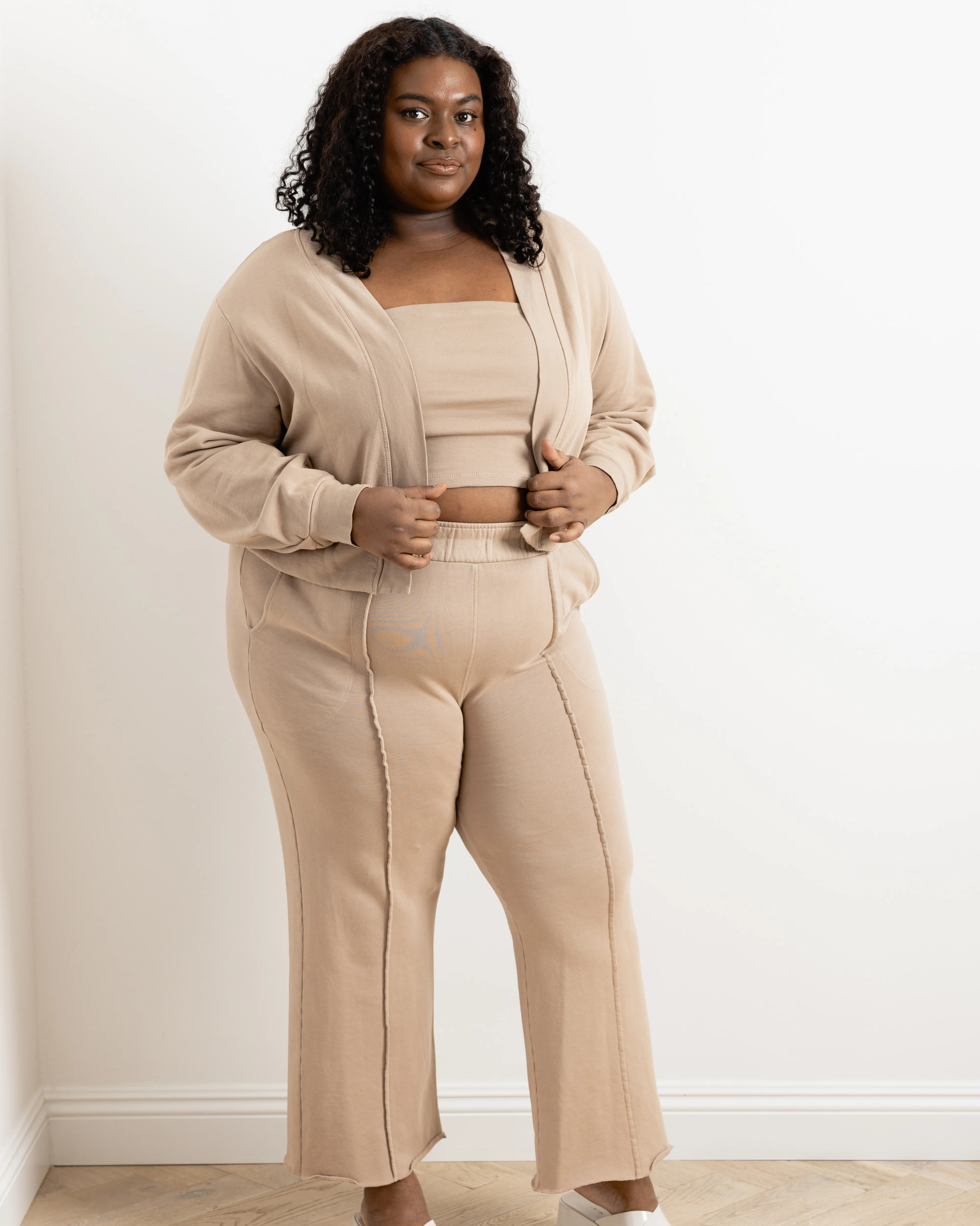 "Camilla" French Terry Pant in Latte