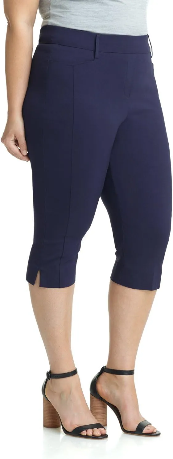 Rekucci Curvy Woman Ease into Comfort Plus Size Capri w/Tummy Control