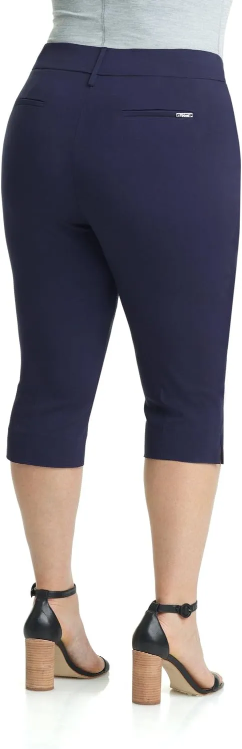 Rekucci Curvy Woman Ease into Comfort Plus Size Capri w/Tummy Control