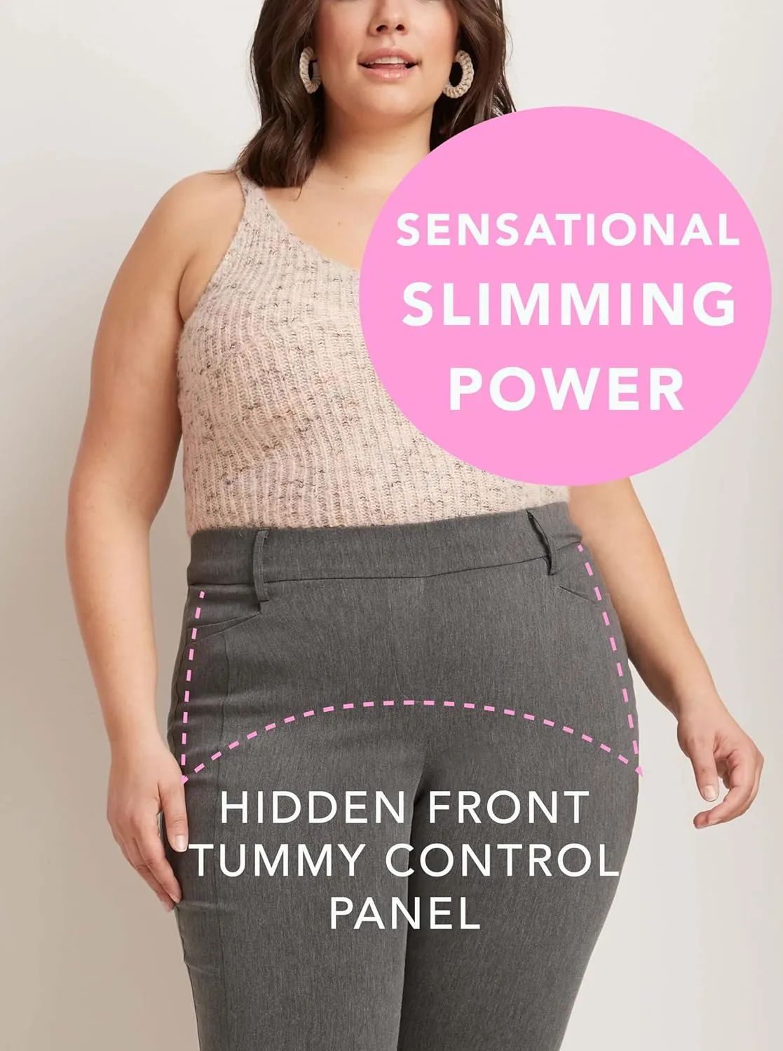 Rekucci Curvy Woman Ease into Comfort Plus Size Capri w/Tummy Control