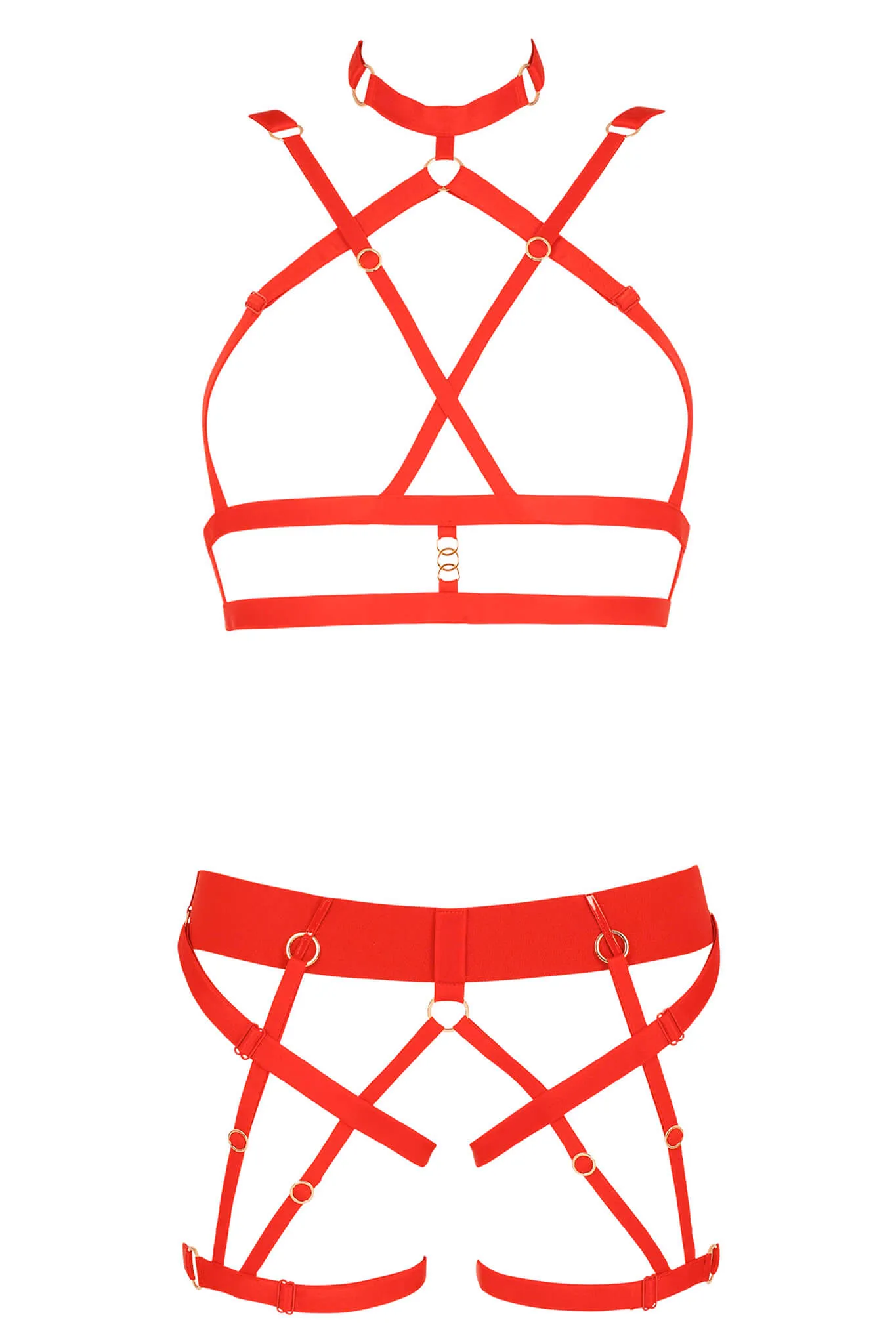 Serguei Red Lingerie Harness Set