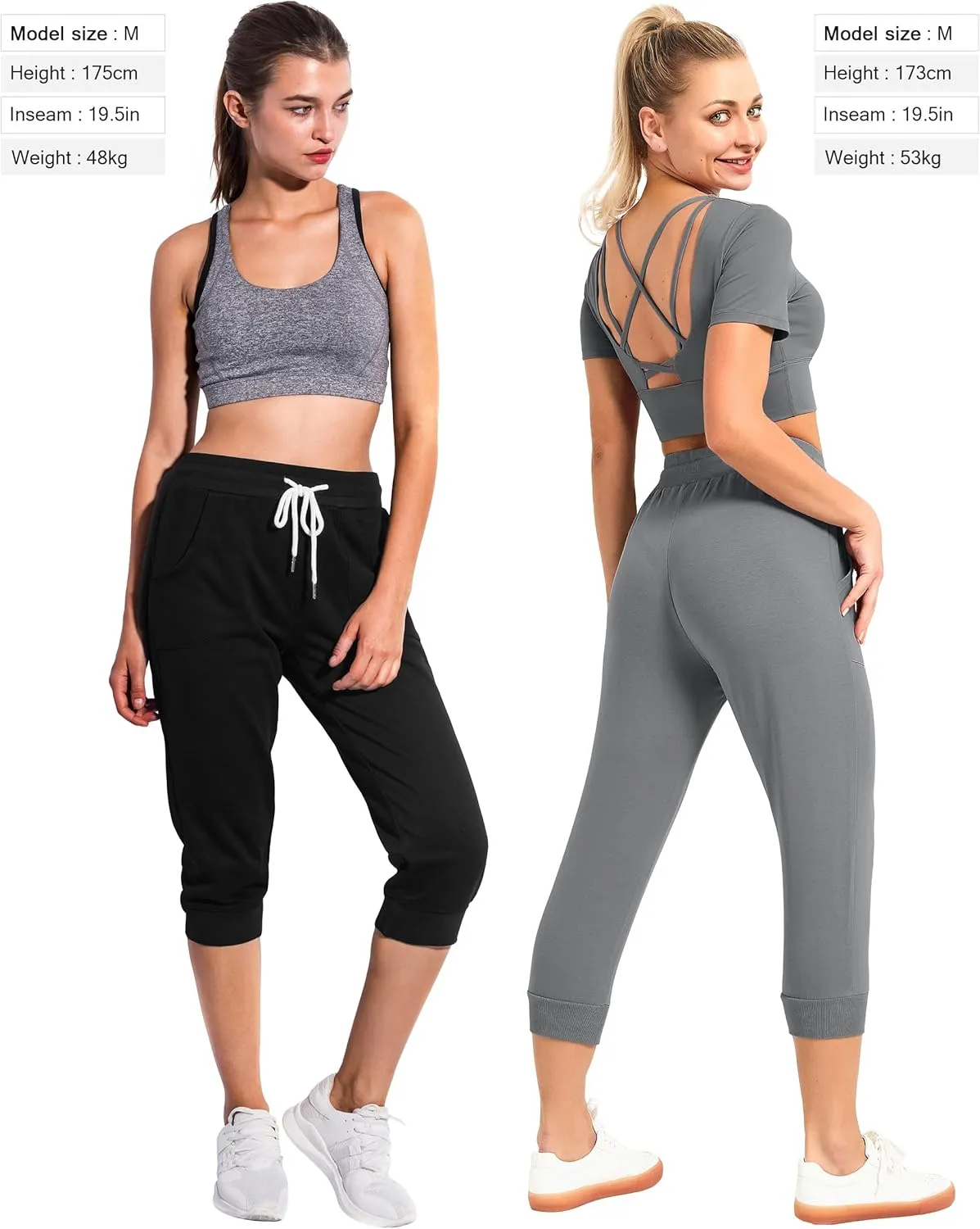 SPECIALMAGIC Women's Sweatpants Capri Pants Cropped Jogger Running Pants Lounge Loose Fit Drawstring Waist with Side Pockets