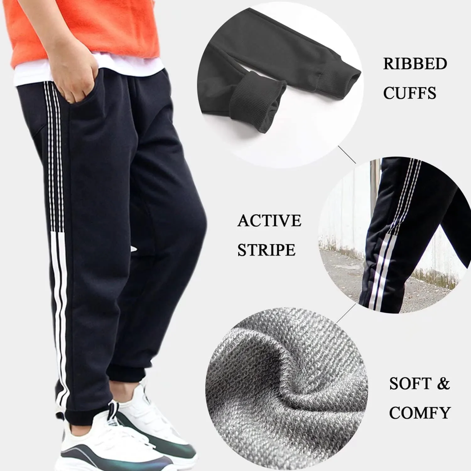 Welity Boys' Cotton Jogger Pants, 4-12 Years