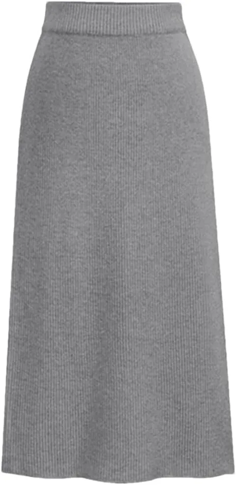 Women's Large Size Knit Pencil Skirt Elastic High Waist Split Midi Skirt Basic Office Casual Wrap Hip Skirt