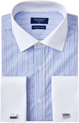 Year In Year Out French Cuff Wrinkle Free Dress Shirt for Men Regular Fit Long Sleeve Wrinkle Resistant Shirt